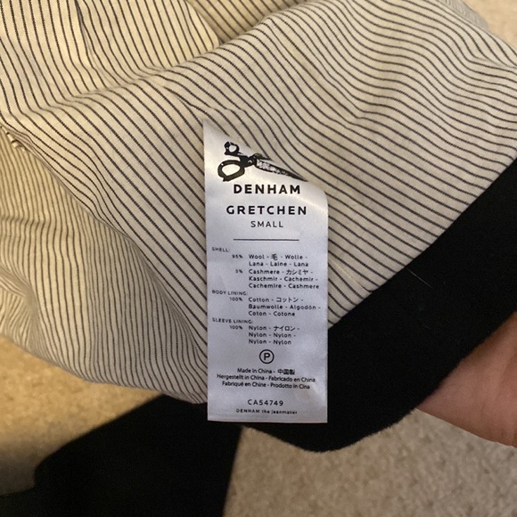 Black midthigh wool coat. Wrap style with built in scarf attached. - Picture 2 of 4